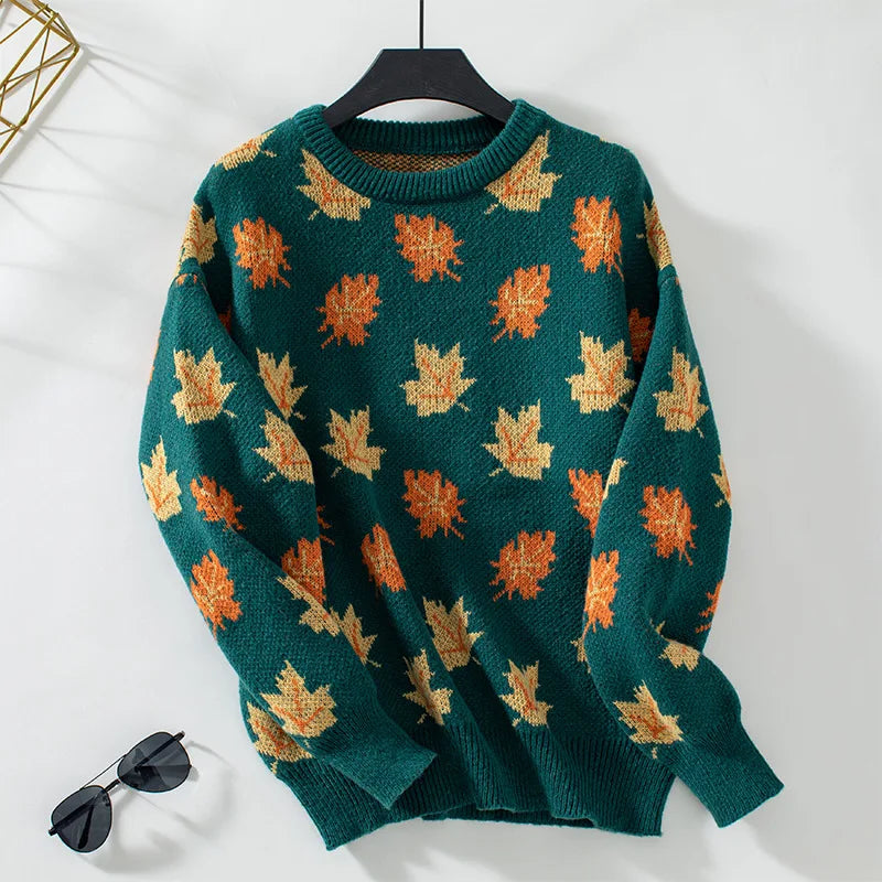 Pull à motifs de feuilles d'érable