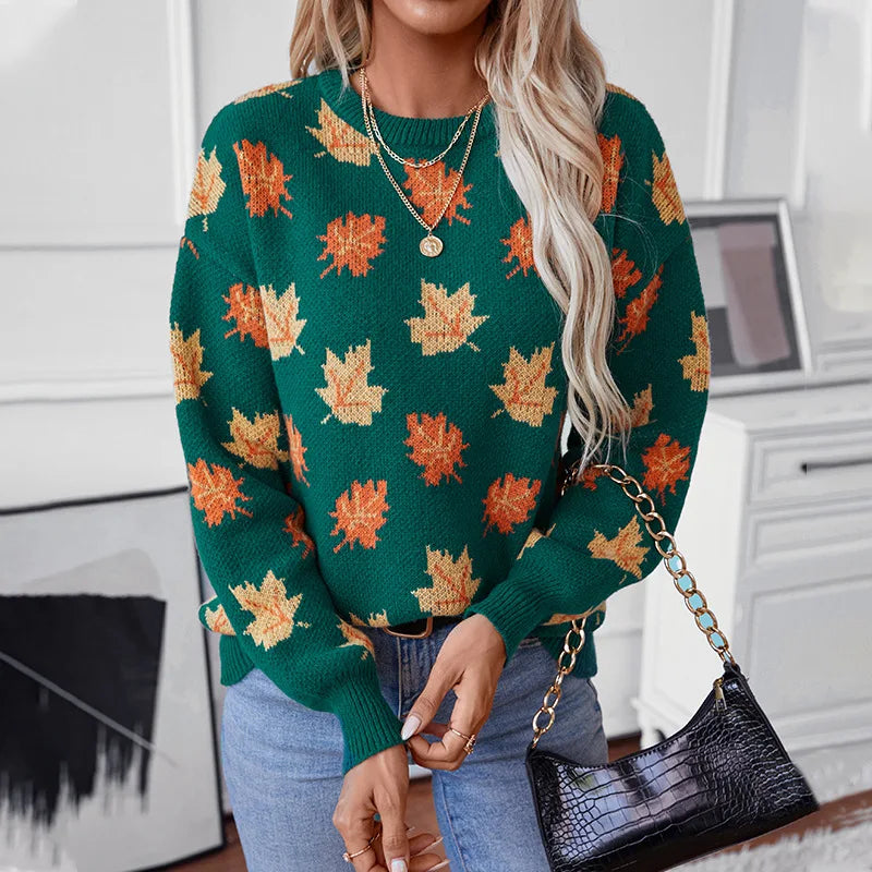 Pull à motifs de feuilles d'érable