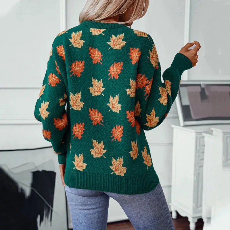 Pull à motifs de feuilles d'érable